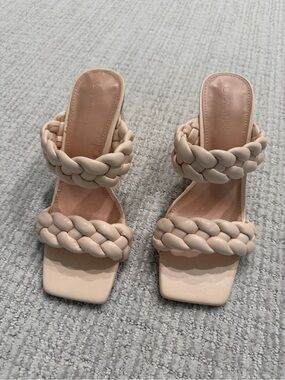 Women’s Braided Strap Heeled Sandals - Nude. Never been worn!
